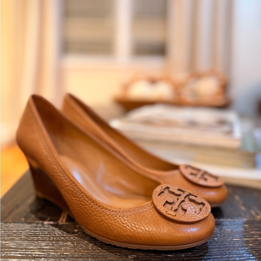Tory Burch Tan Leather Wedges